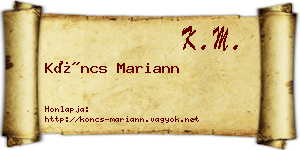 Köncs Mariann névjegykártya